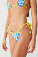 Divine Tie Side Skimpy Bikini Bottom - Blue Daisy