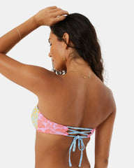 Tapestry Patchwork Bandeau Lace Up Bikini Top