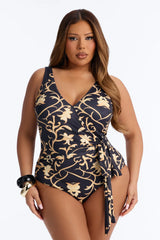 Wrapped In Summer Open Back 1 Piece Wrap Swimsuit - Black