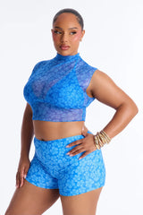 Kristy Floral 3 Piece Bikini Set - Blue/combo