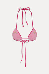 Tide Knit Triangle Bikini Top - Strawberry Lemonade