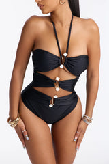 Karla Cutout Hardware 1 Piece Swimsuit - Black/White