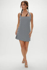 West Cotton Wrap Mini Dress - Morning Gingham