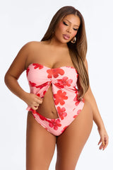 Giselle 2 Piece Strapless Tankini - Pink/combo