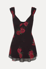 Lunarose Floral Mini Dress - Black Rose Brushstroke