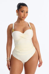 Luna 2 Piece Ruched Tankini Set - Ivory