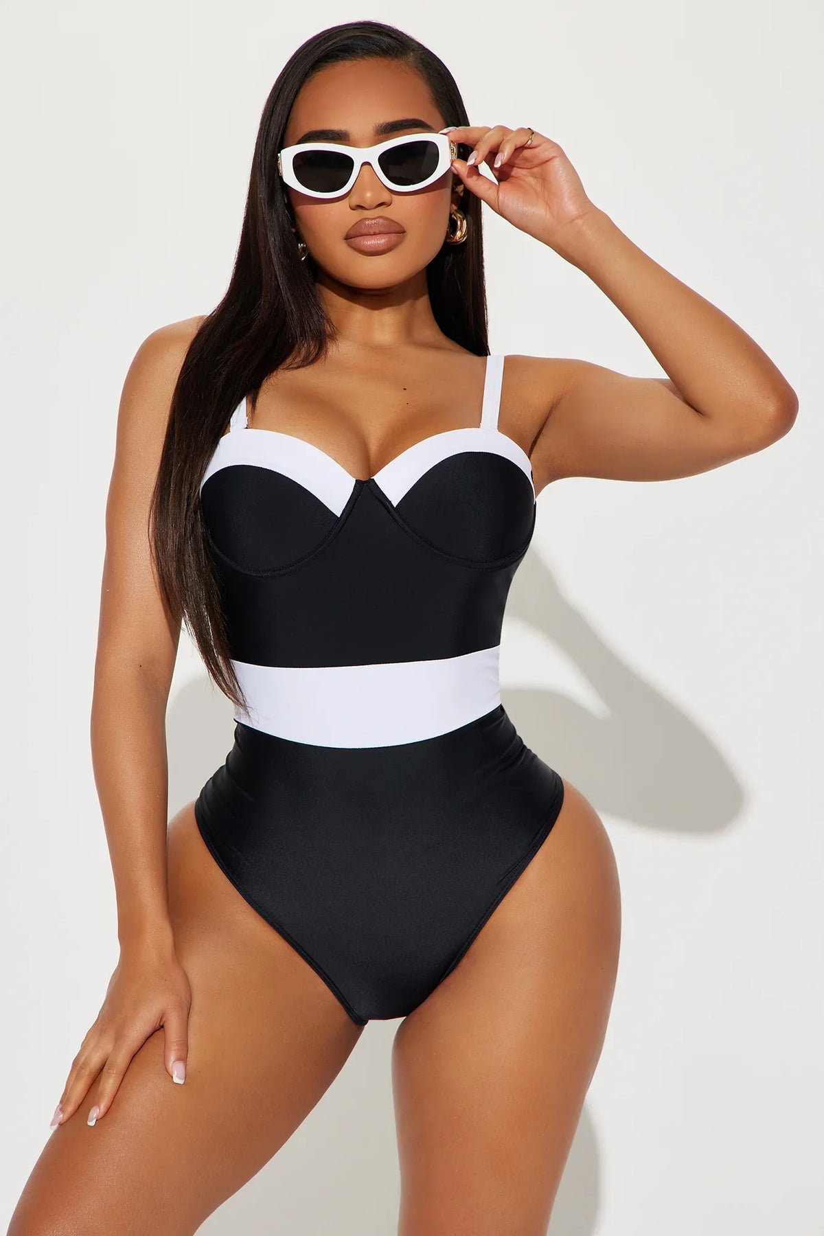 Adley Underwire 1 Piece Swimsuit - Black/White
