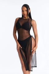 Sheer Thing Mesh Swim Cover Up Dress - Black