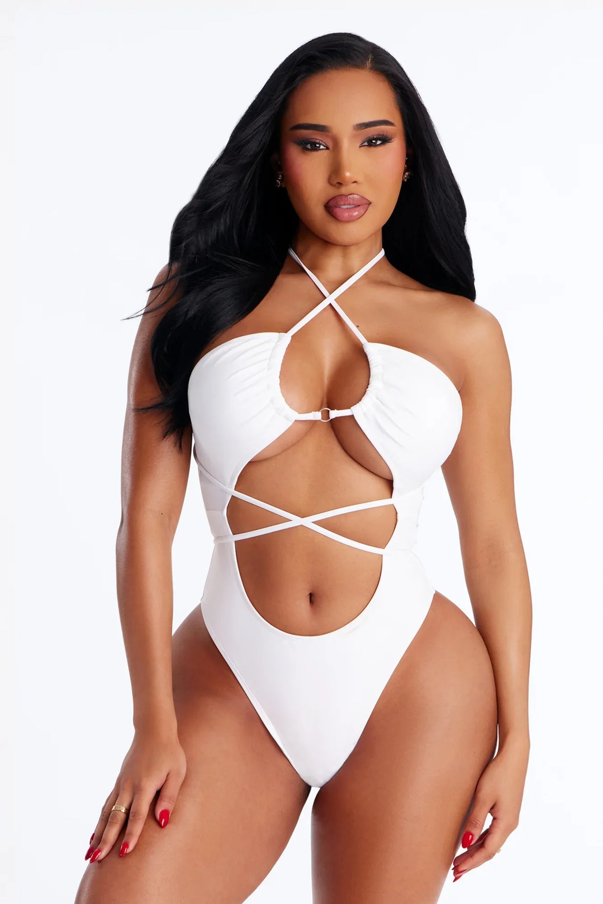 Arabelle Strappy Cutout 1 Piece Swimsuit - White