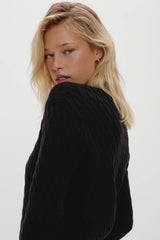 Prince Cable Knit Sweater - Black