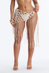 Claire Woven Swim Cover Up Mini Skirt - Cream
