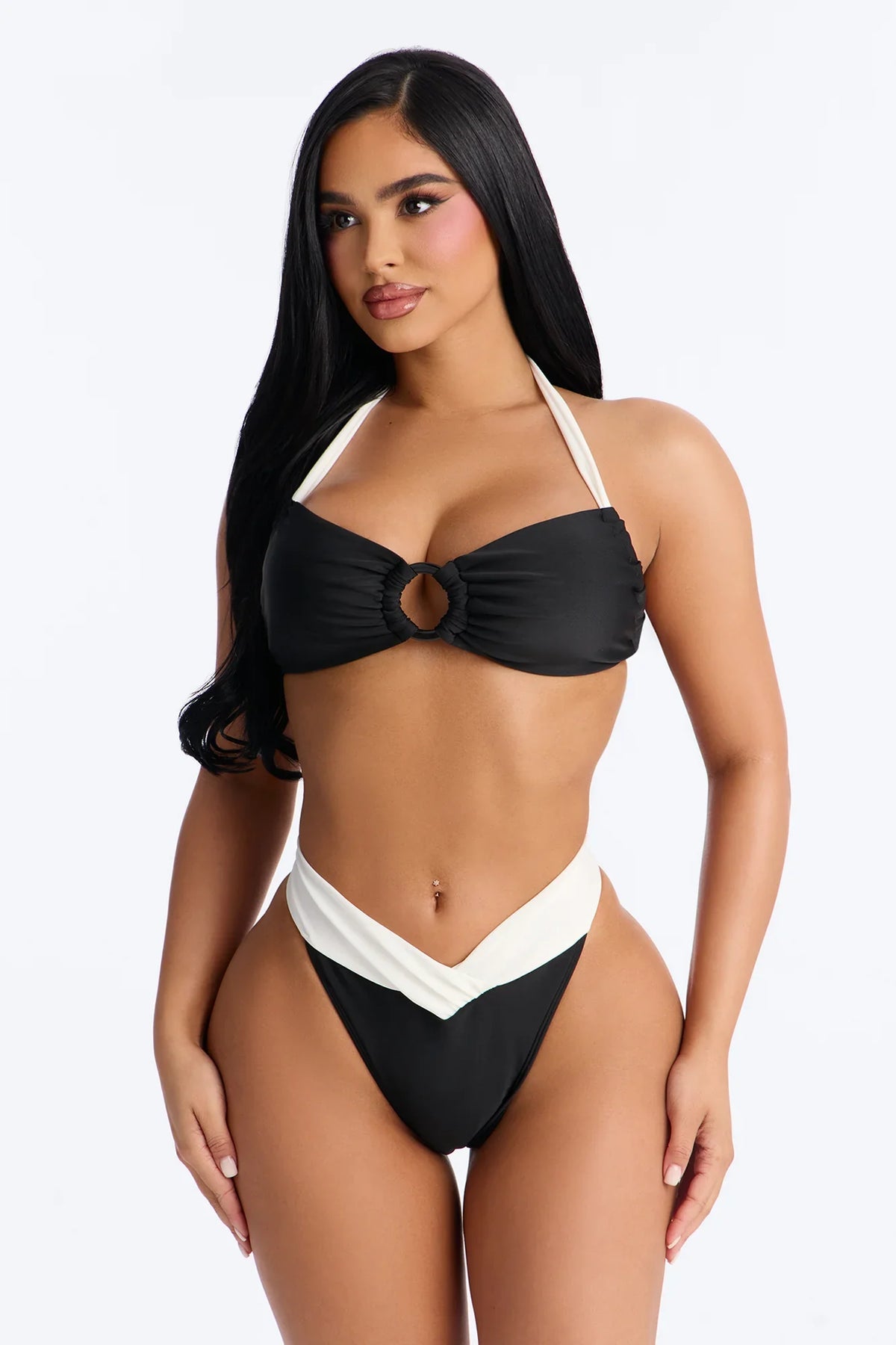 Ivy Colorblock Hardware 2 Piece Bikini - Black/White