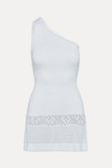 Serenade One Shoulder Crochet Dress - White