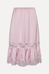 Hideaway Satin Slip Midi Skirt - Strawberries & Cream
