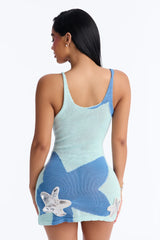 Aqua Atelier Crochet Swim Cover Up Dress - Blue/combo
