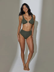 Flamenco Crinkle Bikini Bottoms in Khaki