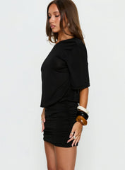Romma Backless Slouchy Mini Dress Black