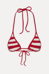 Nick Triangle Crochet Bikini Top - Red Ribbon
