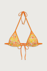 Nick Floral Triangle Bikini Top - Marigold Gingham