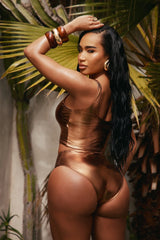 Maui Mix And Match Metallic Tank Bikini Top - Bronze