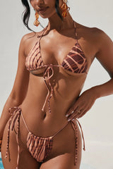Summer Spritz II 3 Piece Bikini Kimono Set - Brown/combo