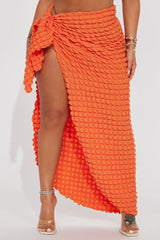 Bri Bubble Maxi Cover Up Tie Sarong - Orange