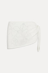 Atlas Knit Mini Skirt - White Hibiscus