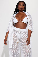 Abby Button Up Swim Cover Up Top - White