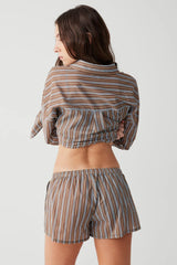 Farmhouse Striped Mini Short - Ocean Stone