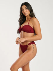Sunset Ring Detail Bikini Bottoms in Burgundy